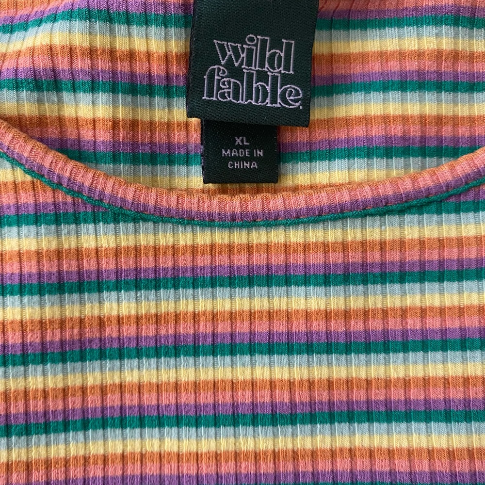 Rainbow wild fable ribbed scalloped edge crop top